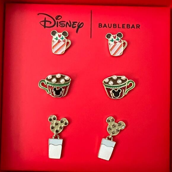 Disney x BaubleBar Christmas Set of 3 Stud Earrings - Picture 1 of 7